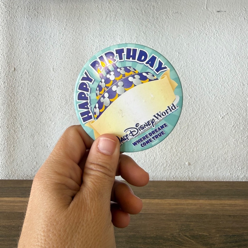 Walt Disney World‎ Happy Birthday Button Where Dreams Come True Cake Pinback 3"
